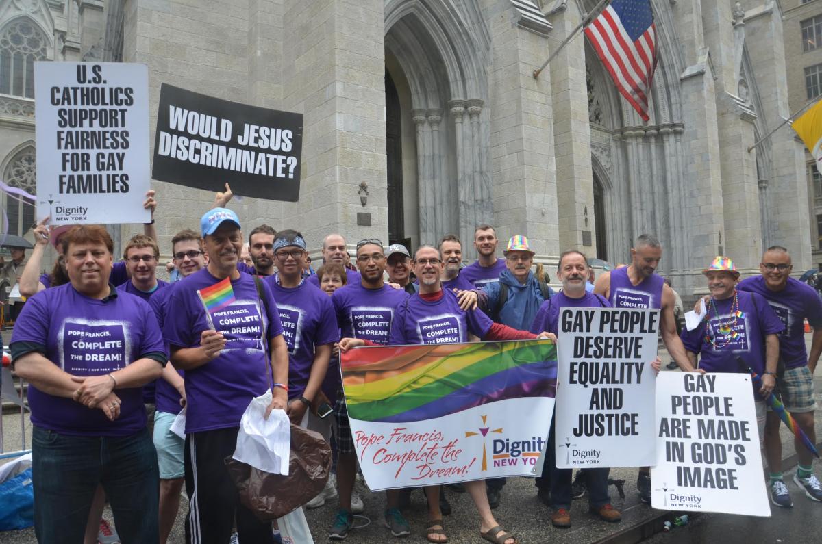 Before the NYC Pride Parade began,  we spent thirty minutes in front of St. Patrick’s in witness.   We have done this continuously since 1987.