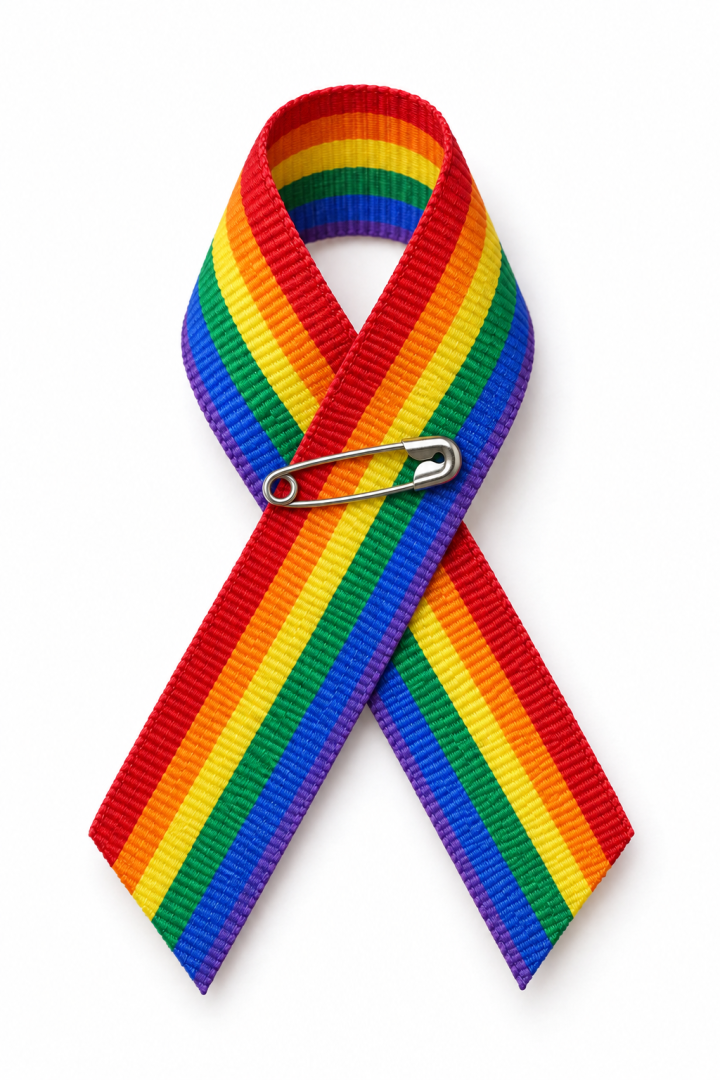 Rainbow ribbon with safety pin
