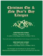 Christmas Eve and New Year's Day liturgies 